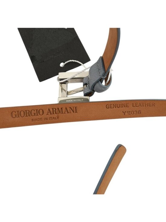 GIORGIO ARMANI Womens Powder Blue Skinny Saffiano Leather Belt 90 36 Italy NEW main image 4